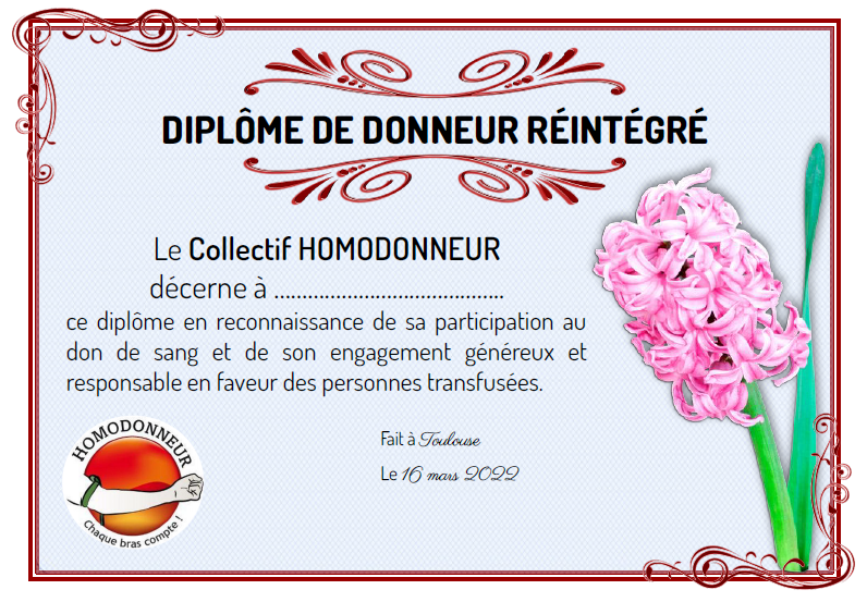 diplome donneur réintégré